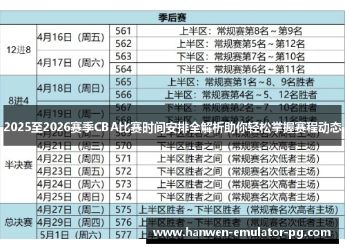 2025至2026赛季CBA比赛时间安排全解析助你轻松掌握赛程动态